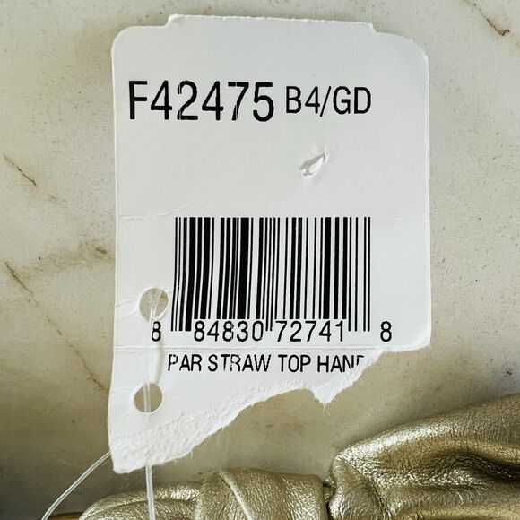 COACH Parker Straw Top Gold Leather Trim Top Handle Small Shoulder Bag - Picture 13 of 13